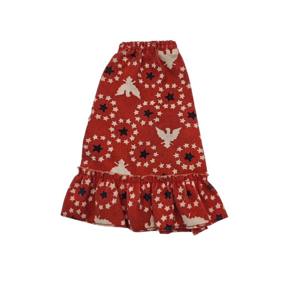 Vintage 1976‎ Barbie Red White Blue Eagle Bird Stars Print Skirt Mod #9161